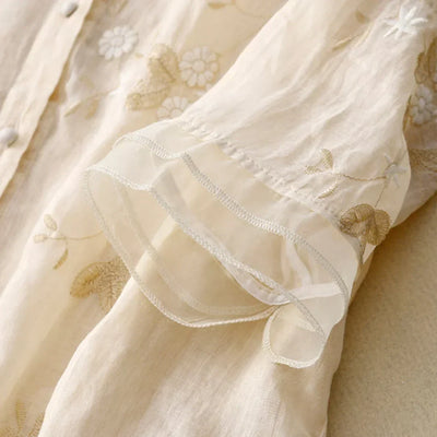 Malin | Bluse med broderte blomster