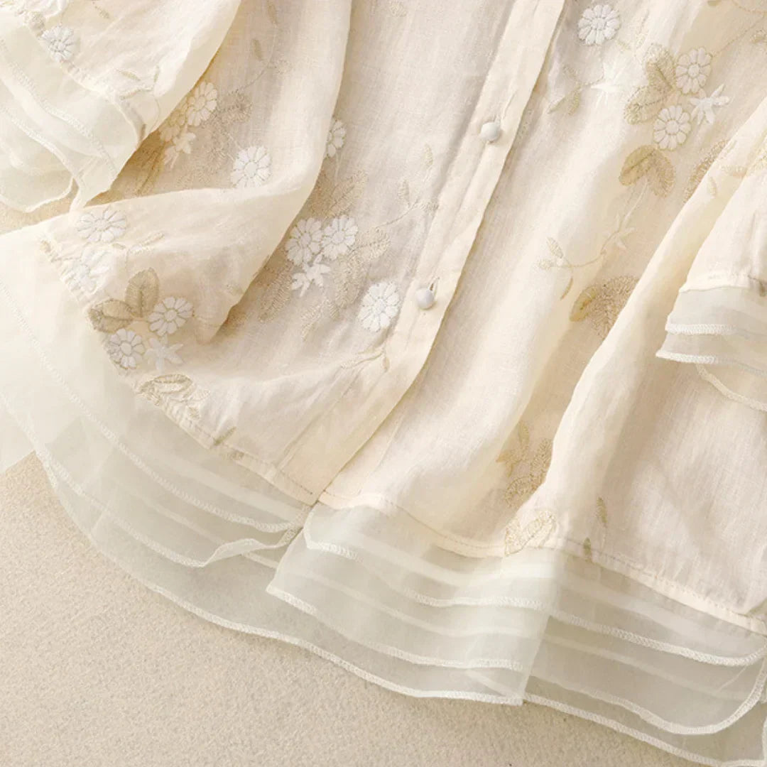 Malin | Bluse med broderte blomster