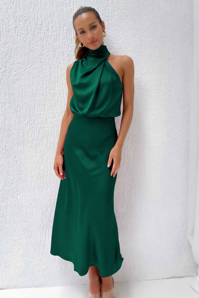 Carlina™ - Lang kjole med halterneck