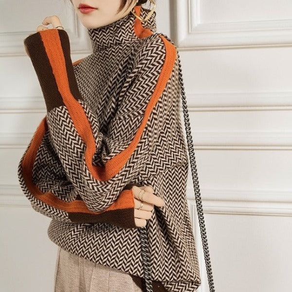 Marieke | Rullekragegenser med iøynefallende kontrasterende striper